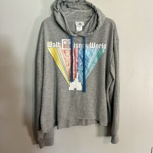 Walt Disney World Sweatshirt Hoodie Women's Large‎ Gray Cinderella Castle